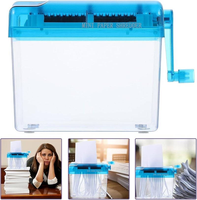 Manual Hand Crank Paper Shredder Portable with Wastebasket for Home Office School Documents Bills - Image 5